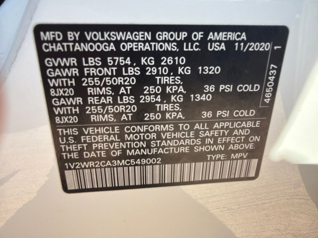 2021 Volkswagen Atlas 3.6L V6 SE w/Technology 7 Passenger