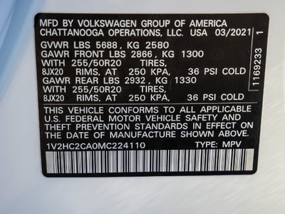 2021 Volkswagen Atlas Cross Sport 2.0T SE w/Technology