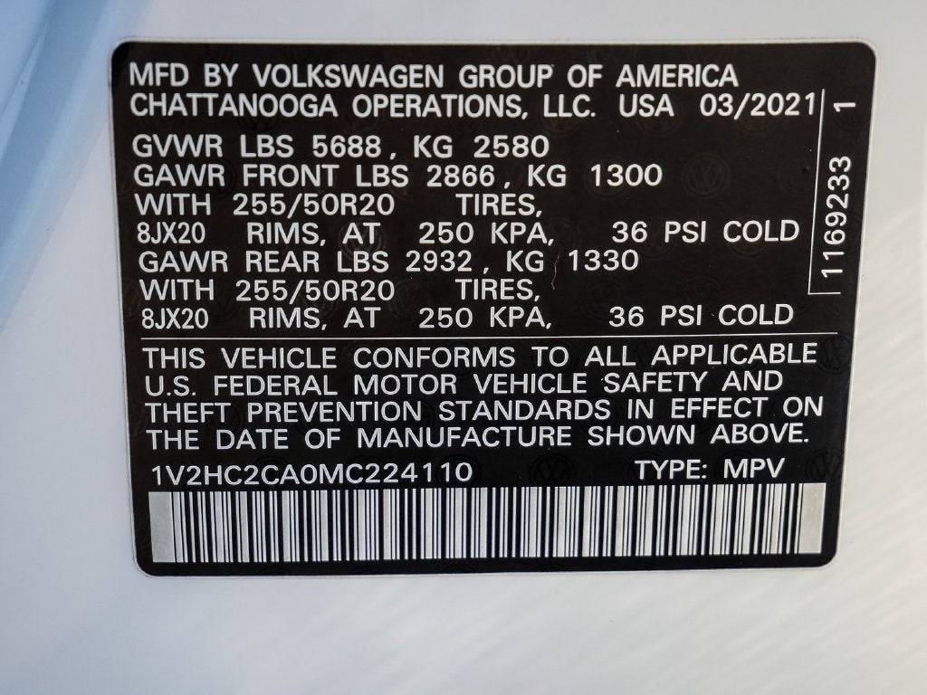 2021 Volkswagen Atlas Cross Sport 2.0T SE w/Technology