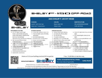 2026 Ford F-150 Lariat SHELBY OFF-ROAD