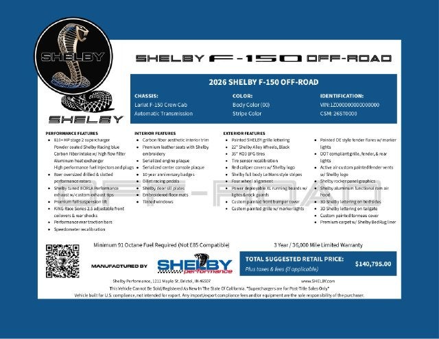 2026 Ford F-150 Lariat SHELBY OFF-ROAD