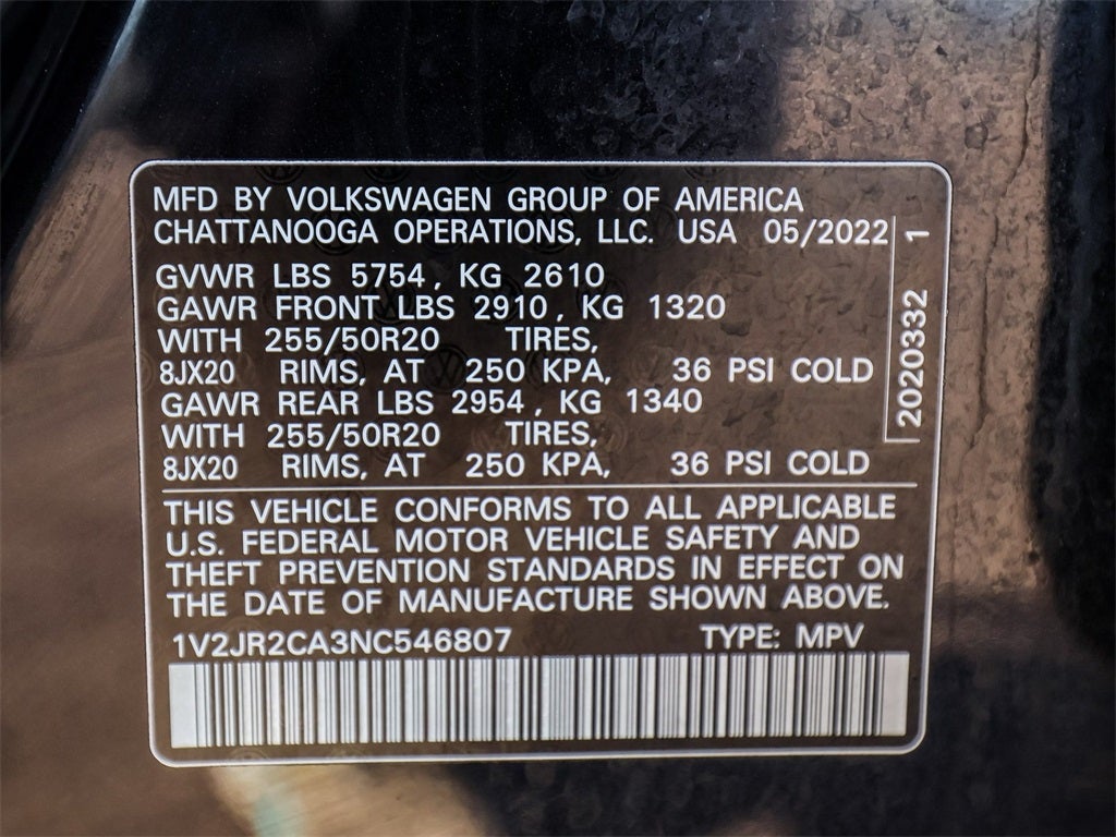 2022 Volkswagen Atlas 3.6L V6 SE w/Technology
