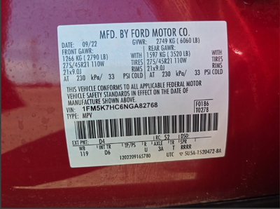 2022 Ford Explorer Platinum Technology Pkg