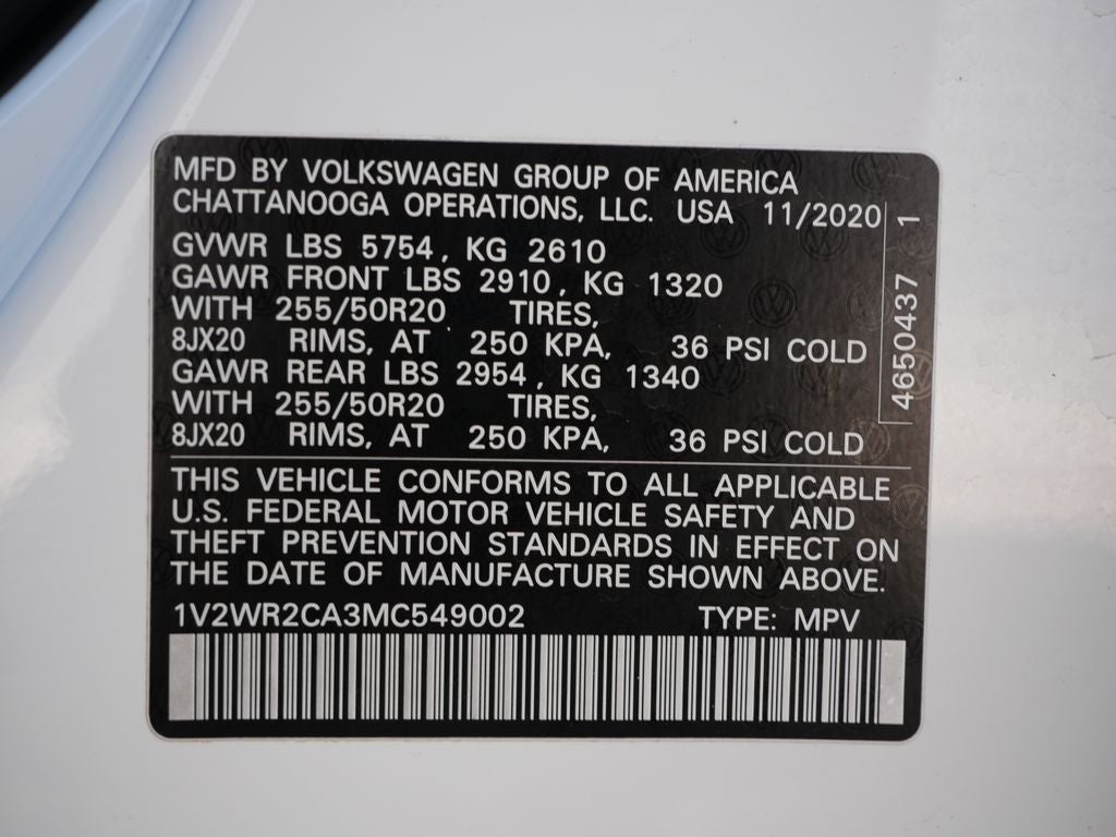 2021 Volkswagen Atlas 3.6L V6 SE w/Technology 7 Passenger